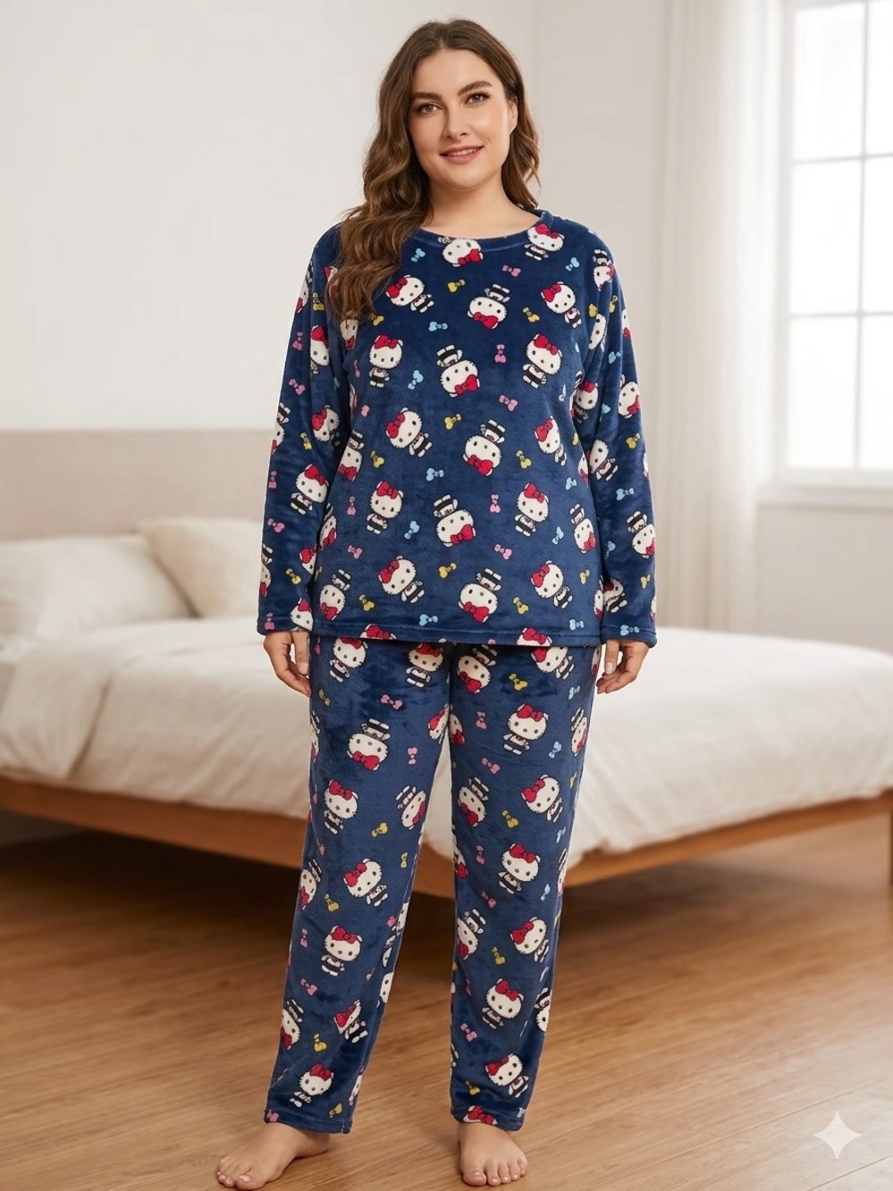 Hello Kitty Navy and Red Plush Pajama Set